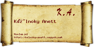 Kálnoky Anett névjegykártya