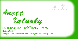 anett kalnoky business card